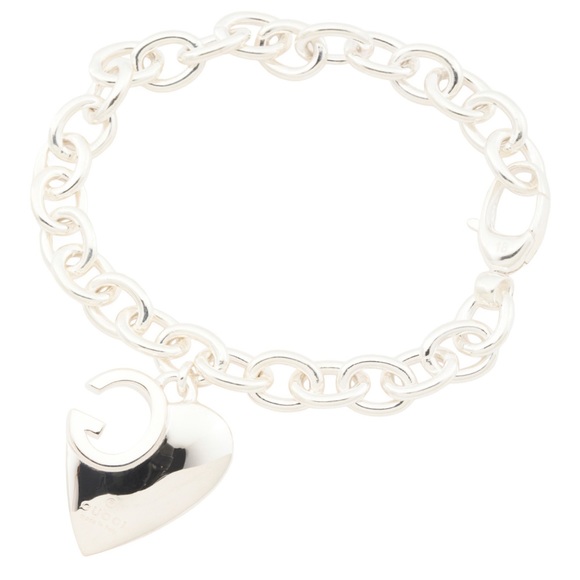 NWOT Authentic GUCCI Sterling Silver Heart Charm Chain Bracelet/ 19 - Picture 1 of 8
